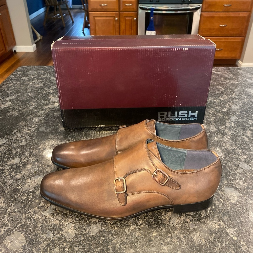 Gordon Rush Luke Double Monk Strap Men's 11 Leather Espresso Brown Dress Shoes